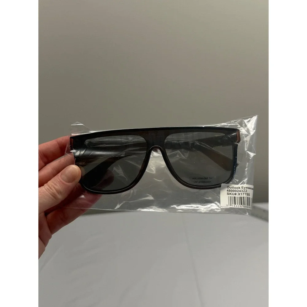 Steve Madden Brown Flat Top Shield Sunglasses Mirror Lens Retro Chic Womens Y2K